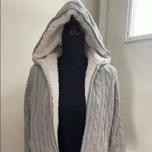 Gray cable knit Sherpa lined sweater